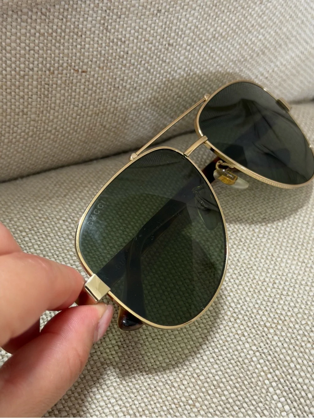 🐍Authentic GUCCI Green Havana Tortoise Pilot Aviator Sunglasses GG0528S